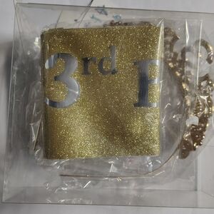 Gold 3rd Birthday Tiara and Sash Set